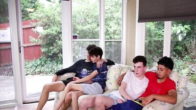 Four Guys In A Raw Orgy Bareback Cum Shots Group Sex Bare Group 190 characters