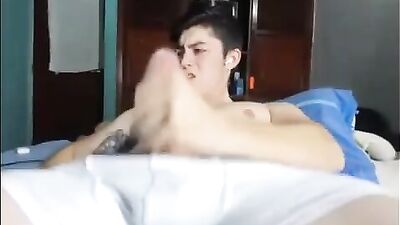 College boy porn jerks with his JO club friends online