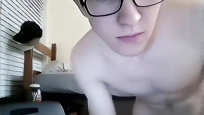 Better-AI-Enhanced Gay College Twink Webcam Solo With Glasses!