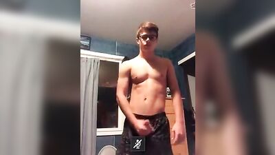 Handsome Fit with Glasses Camming on Skype for Muscle Boys and Big Cocks