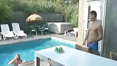 Visiting His Friends Pool - A Blonde Hunky Jocks Buddy (190 chars)