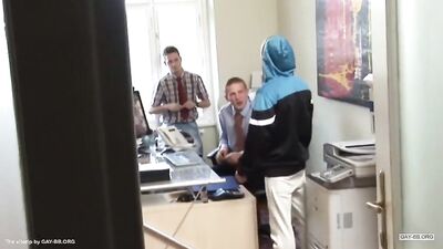 Office Bareback Threesome: Cum and Fun with Euro Twink