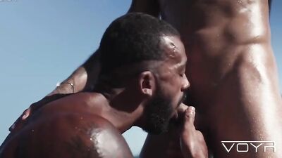 Brazilian Bareback Interracial Cum Shots - Latino Gay Boys on the Beach Porn!