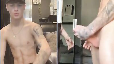 Blonde Amateur Muscle Boy Selfie Cam Solo Wanking: Tattoo Edition!