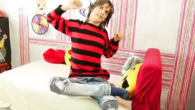 Long-Haired Twink Jerks Off And Cums On Her Belly ... - Gay Twink Porn