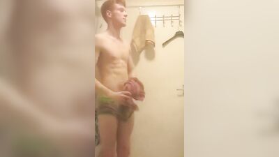 Ginger Fitness Freak Strips and Jerks His Hot Body