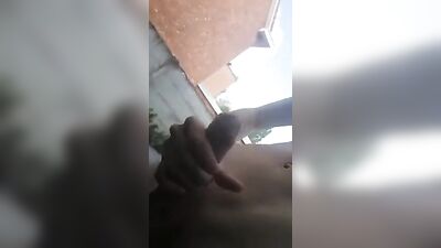 Cute fit blonde risky wanking outside