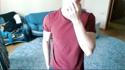 Smooth Amateur Blond Boy Cums on the Sofa - Web-Cam Solo Cum Shots