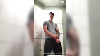 Jacking in the Public Toilet - A Gay Porn Video featuring Amateur Muscle Boys and Straight Cute Blonde Selfies