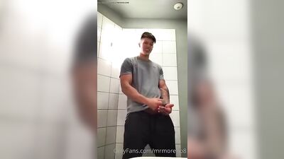 Jacking in the Public Toilet - A Gay Porn Video featuring Amateur Muscle Boys and Straight Cute Blonde Selfies