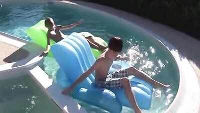 Gay Porn: Blond Boys Pool Cum Three Sex Action!