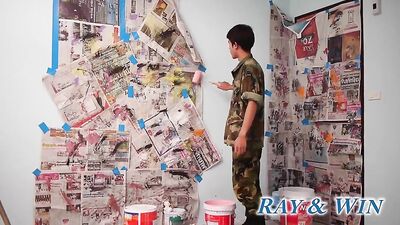 Gay Porn - Twink Army Decorator Boy Asian Cumshots