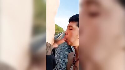 Outdoor Cum Shots: Inked Twinks Suck and Swallow in the Park