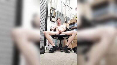 Blond Ki*d Jacks Off in Warehouse - Explosive Shooting on Floor!