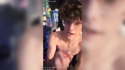 Young Blonde Selfie Cam Wank: Cute Helped Him