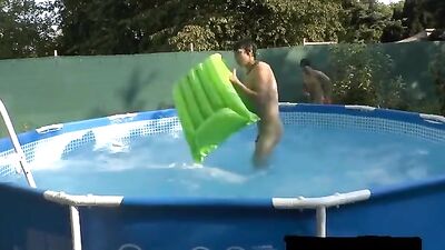 Twins Pool Play: Big Cocks Fetish Fun Web-Cam