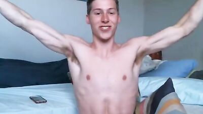Cum with the Blonde Amateur Muscle Boy - Fit Cam Wanking Selfie!