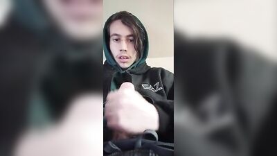 Blue Hoodie Boy Webcam Solo Cumshot!