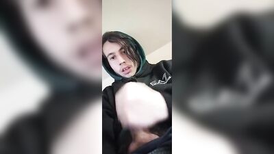 Blue Hoodie Boy Webcam Solo Cumshot!