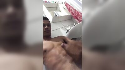 Latino Bathroom Cumming Spree: The Amateur Webcam Solo Show