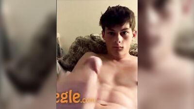 Gay Porn: Brunette Muscle Hunk Masturbates Hard - Cute Fit Guy Big Cock!