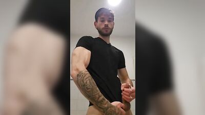 Black Shirt Jerk-Off Twink Cums for You