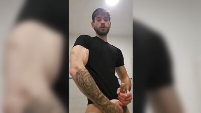 Black Shirt Jerk-Off Twink Cums for You