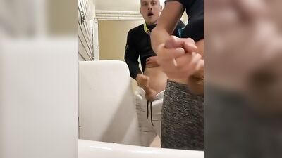 Cumming at the Urinal 245: Amature Handjob Outside Public Cums!