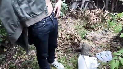 Forest Facial Frenzy - A White Cock Pleasures an Asian Boy!