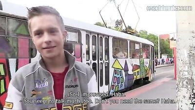 Young Czech Blonde Muscle Twink Gets Cash for Sex in Public!