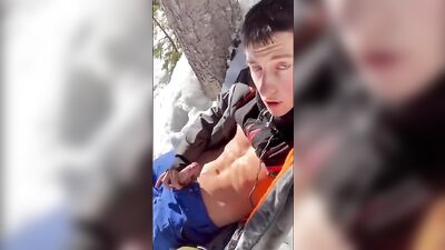 Winter Sports Solo Cumshot Public Outdoor Adventure