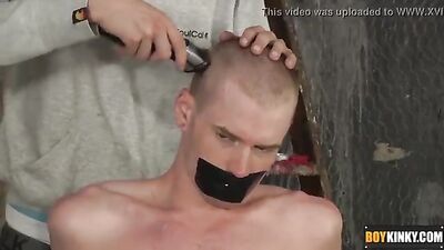 Head Shaved and Face Fucked - Twinks in Bondage Oral Delight