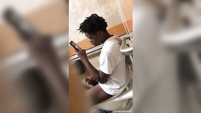 No Mercy for Public Jacking! - Horny Black Man Gets Caught Jerking Off in the Bathroom