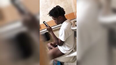 No Mercy for Public Jacking! - Horny Black Man Gets Caught Jerking Off in the Bathroom