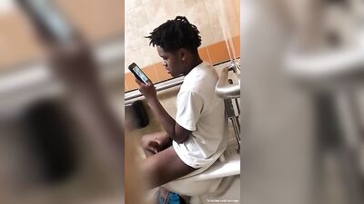 No Mercy for Public Jacking! - Horny Black Man Gets Caught Jerking Off in the Bathroom