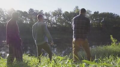 Threesome at the lake: Group Sex Public Outside Oral Bareback Action Ass Big Cocks Cum Shots