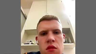 Blond Twink Cumming in the Dorm Room: Frat Boy Handjob and Bathroom Orgasms