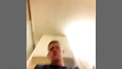 Blond Twink Cumming in the Dorm Room: Frat Boy Handjob and Bathroom Orgasms