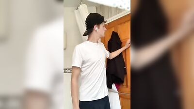 Getting off before his shower