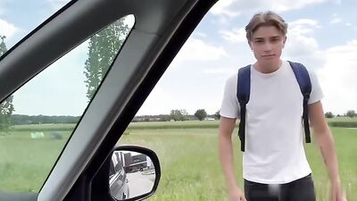 Hitchhiker Edoardo Fresias Wild Ride: Feeling Up and Jacking Off with Straight Boys Porn
