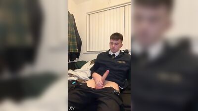 Gay Porn UK School Boy Smoke & Jerk-Off: Horny Teen Wanks in Uniform