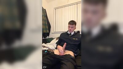 Gay Porn UK School Boy Smoke & Jerk-Off: Horny Teen Wanks in Uniform