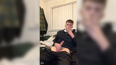 Gay Porn UK School Boy Smoke & Jerk-Off: Horny Teen Wanks in Uniform