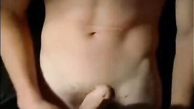 Blond twink gay porn playing with his cock and new toy