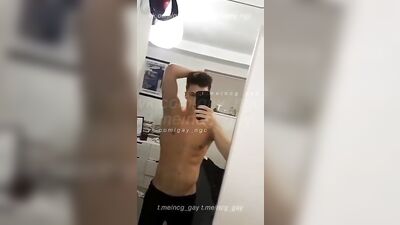 Golden Cocks in Blue Tube - Diver Twink Selfie