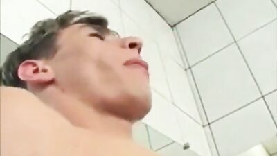 Twink Threesome Sex in the Bathroom - JBS Boys Gay Porn Action Group