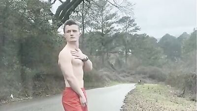 Gay Road Jerk-Off: Risky Amateur Public Outdoor Cum Shots!
