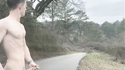 Gay Road Jerk-Off: Risky Amateur Public Outdoor Cum Shots!