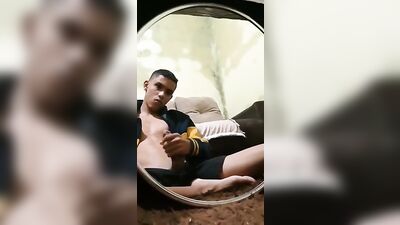 Young Boy Masturbating in Front of the Mirror - Latino Bisexual Solo Solo Masturbation Home Video