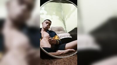 Young Boy Masturbating in Front of the Mirror - Latino Bisexual Solo Solo Masturbation Home Video
